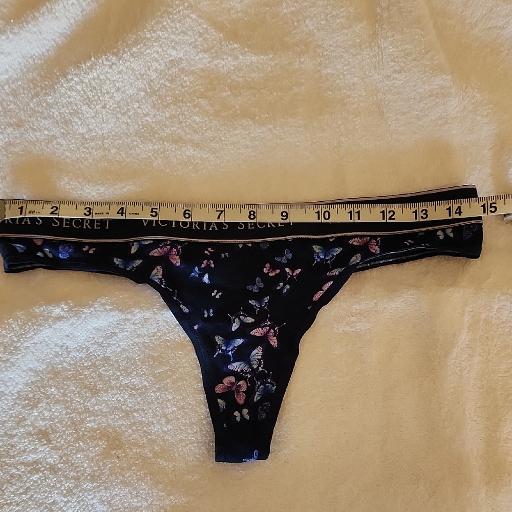 Victoria's Secret Black Thong with Butterfly Design
